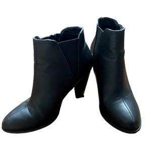 Black Leather Booties by BAMBOO